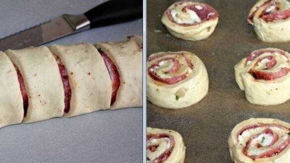 ШАГ 5. булочки-улитки с салями и моцареллой