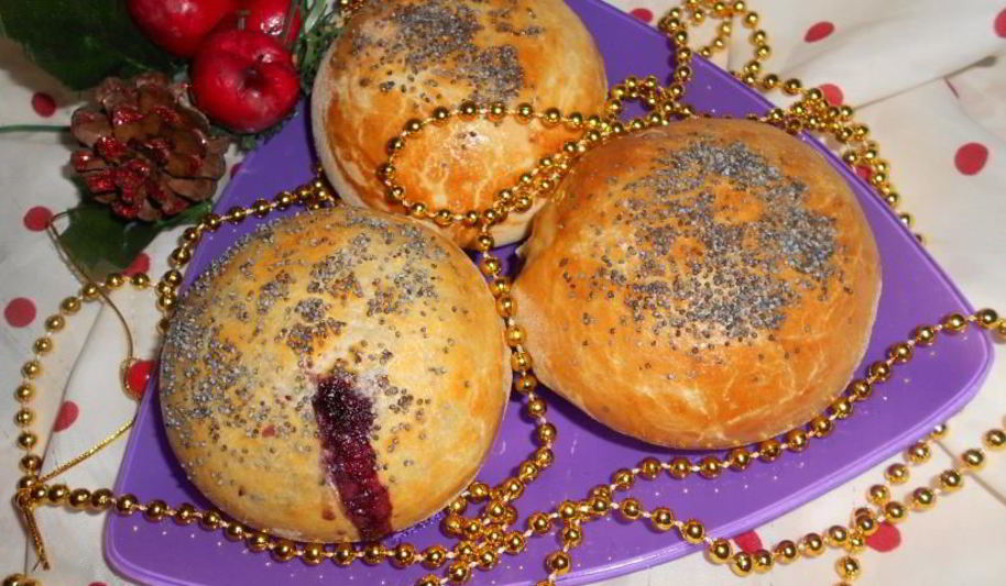 Рецепт ванильно-маковые булочки с творогом и черникой