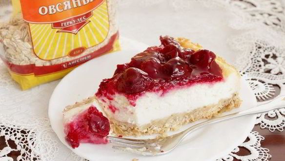 ШАГ 12. чизкейк на овсяной основе с вишней