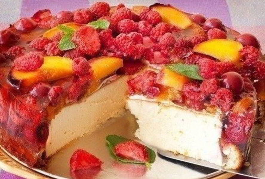 Творожный чизкейк с фруктовым желе