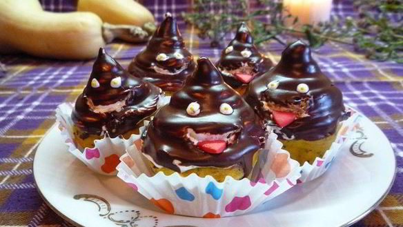 ШАГ 12. тыквенно-маковые кексы с воздушным кремом веселые привидения