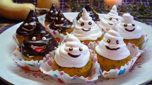 ШАГ 13. тыквенно-маковые кексы с воздушным кремом веселые привидения