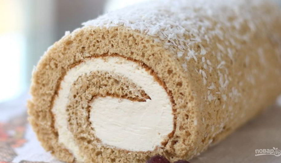 Рецепт кокосово-медовый рулет