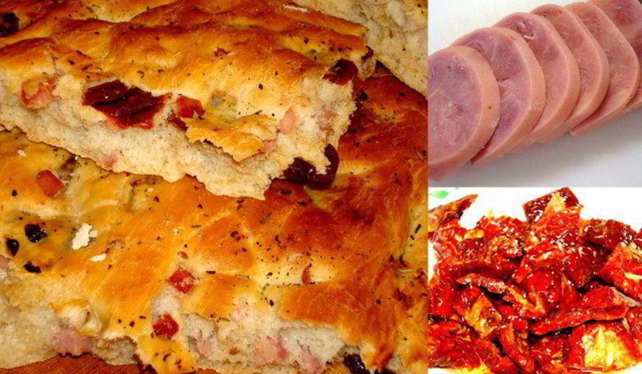 Рецепт фокачча с ветчиной и вялеными помидорами италия