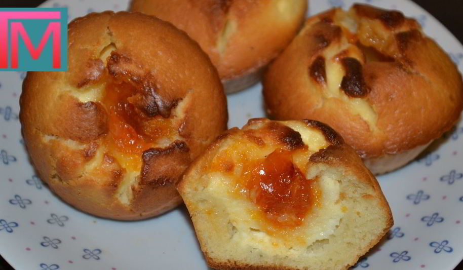 Рецепт маффины с творожной начинкой и абрикосовым джемом