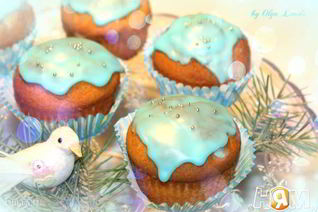 Сливочные маффины с лавандой и марципаном