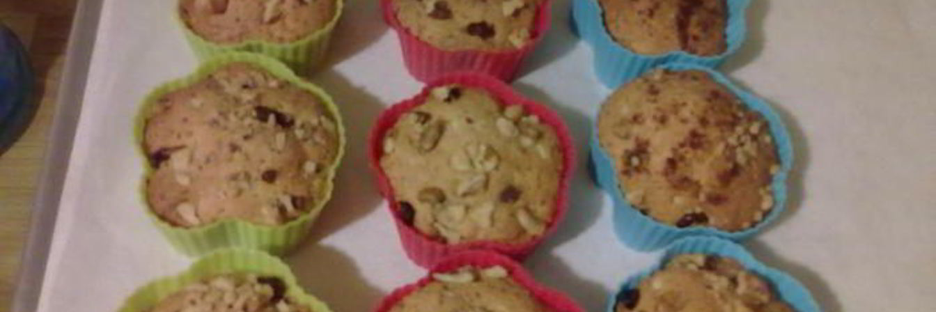 Творожные маффины с изюмом и грецким орехом