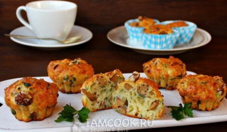 Рецепт закусочные маффины с лисичками