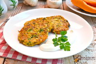 Оладьи из тыквы с грибами и сыром