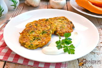 Оладьи из тыквы с грибами и сыром