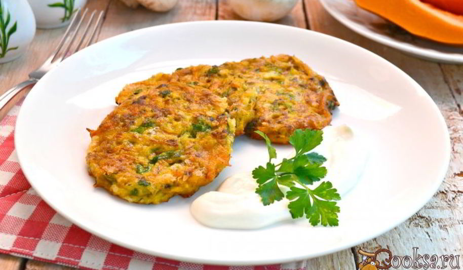 Рецепт оладьи из тыквы с грибами и сыром