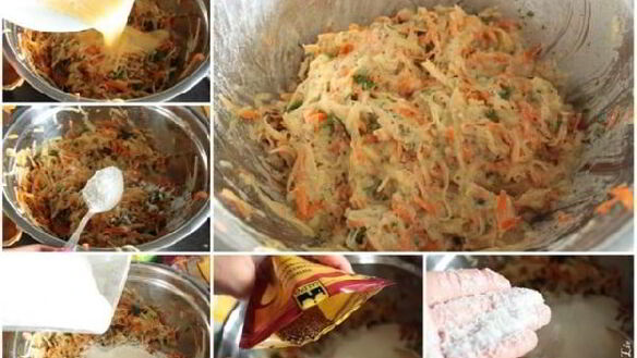 ШАГ 2. овощные оладушки с сырной корочкой