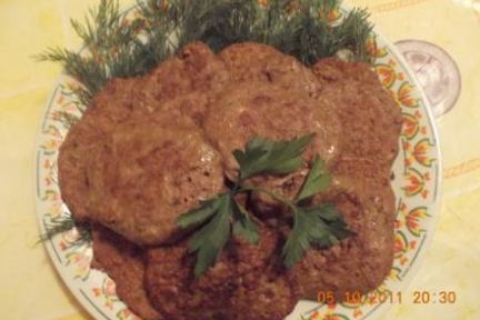 Печеночные оладьи с грибами