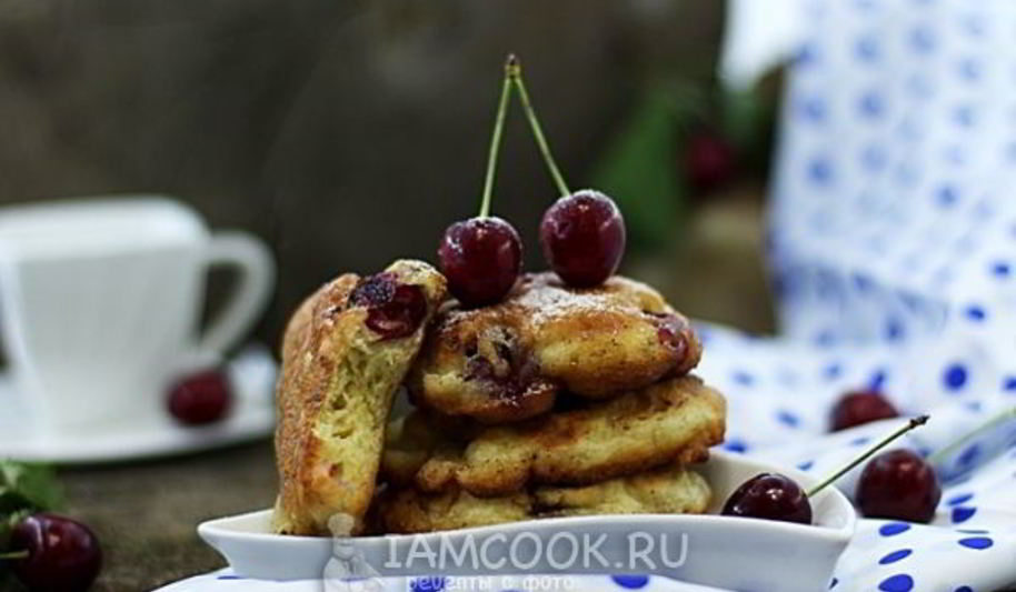Рецепт пышные оладьи с черешней