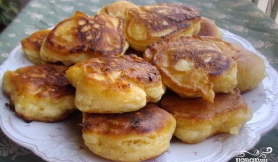 Рецепт пышные оладьи с яблоками