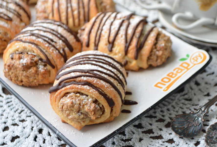 Ореховые рулетики из творожного теста