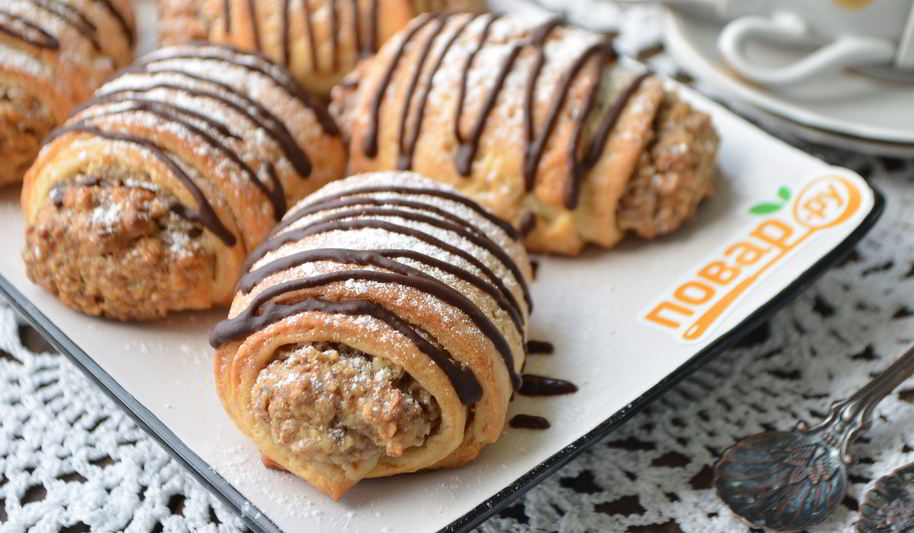 Рецепт ореховые рулетики из творожного теста