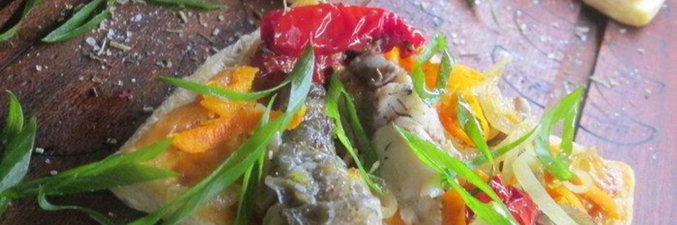 Овощные слойки с карпом