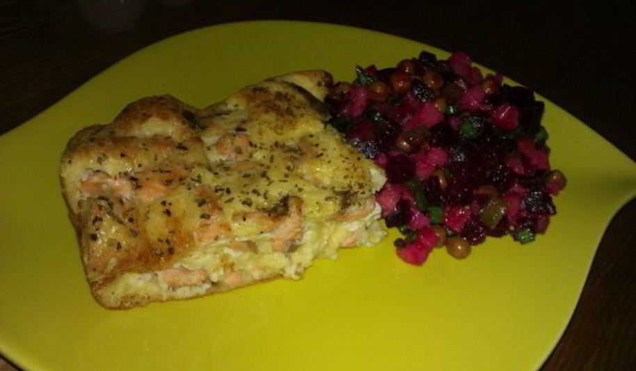 Рецепт быстрый пирог из семги