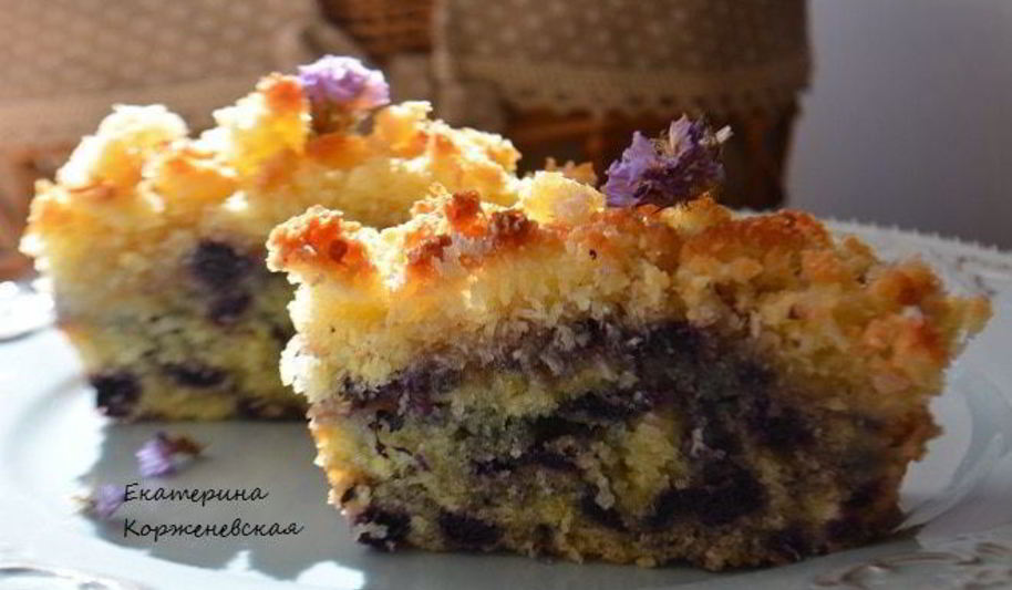 Рецепт чернично-кокосовый пирог