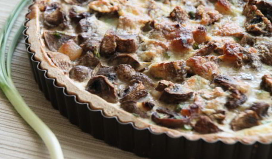 Рецепт киш с шампиньонами и салом