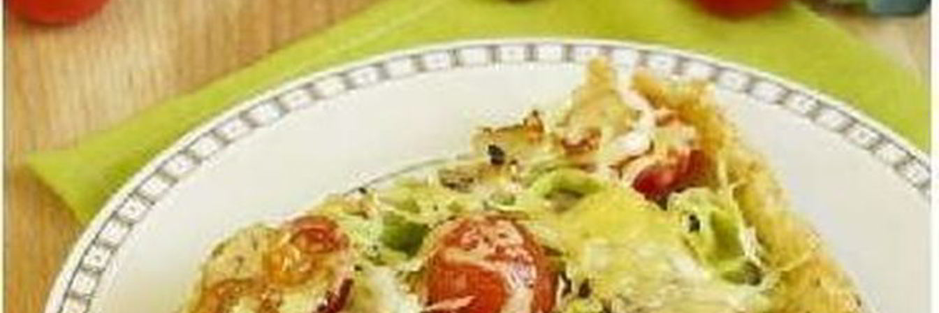 Овощной пирог с грибами и беконом