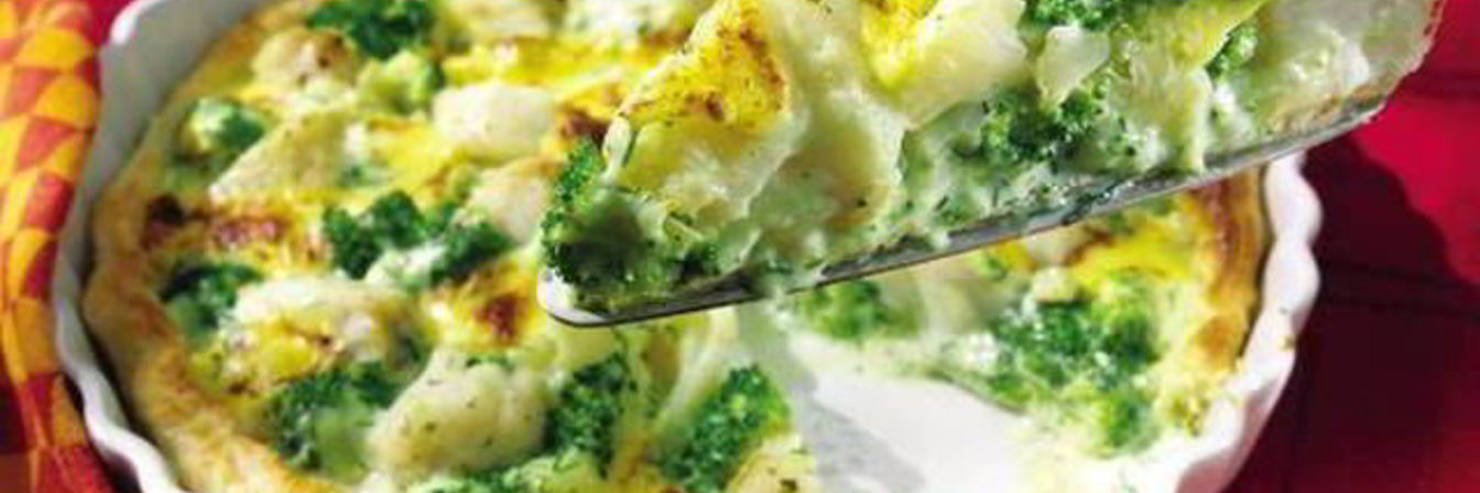 Пирог из цветной капусты и брокколи с треской