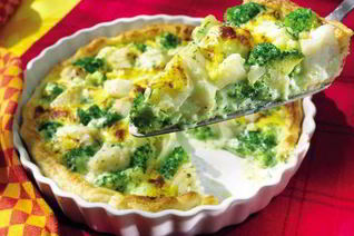 Пирог из цветной капусты и брокколи с треской