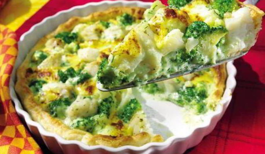 Рецепт пирог из цветной капусты и брокколи с треской
