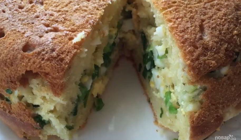 Рецепт пышный заливной пирог с яйцом и луком