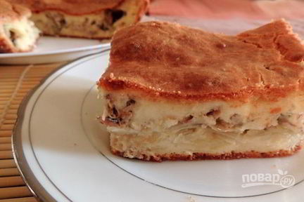 Заливной пирог с картофелем и сайрой