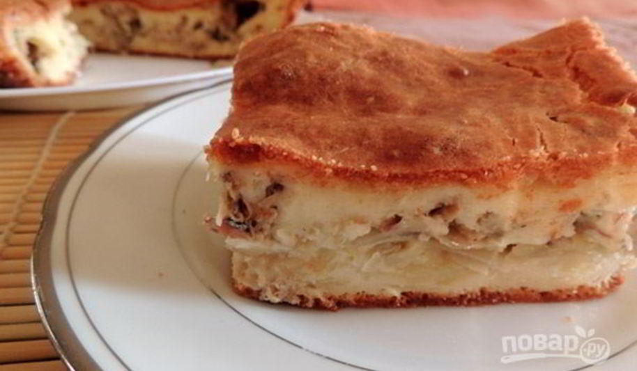 Рецепт заливной пирог с картофелем и сайрой