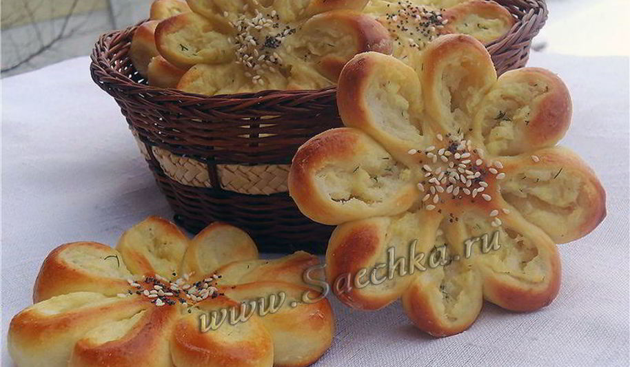 Рецепт пирожки с картошкой цветы