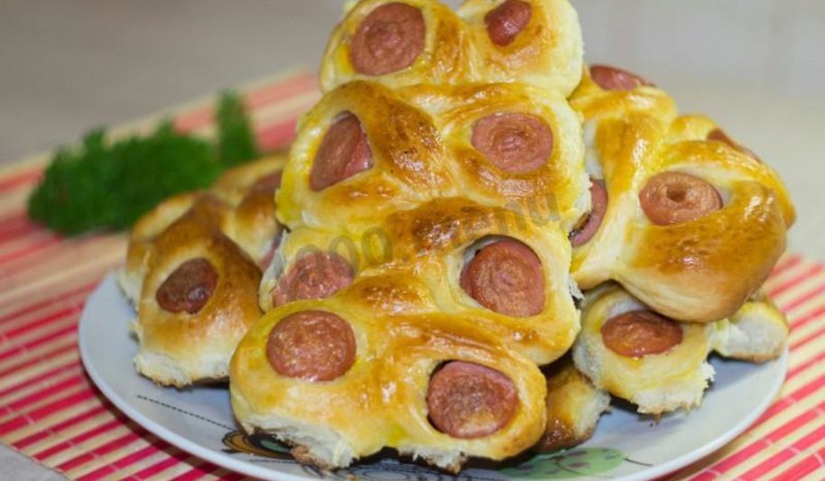 Рецепт пирожки с сосиской в духовке гусеницы