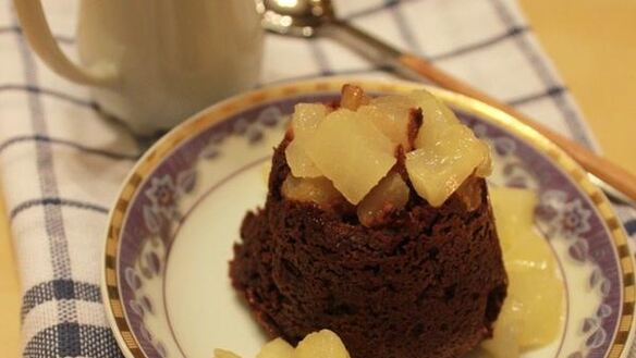 ШАГ 9. миндальное пирожное с шоколадом и грушами