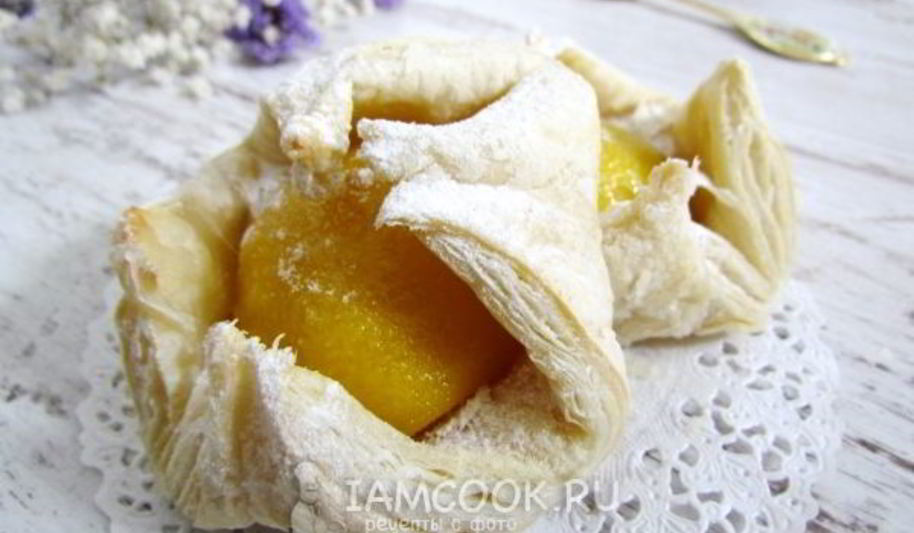 Рецепт пирожные из слоеного теста с персиками
