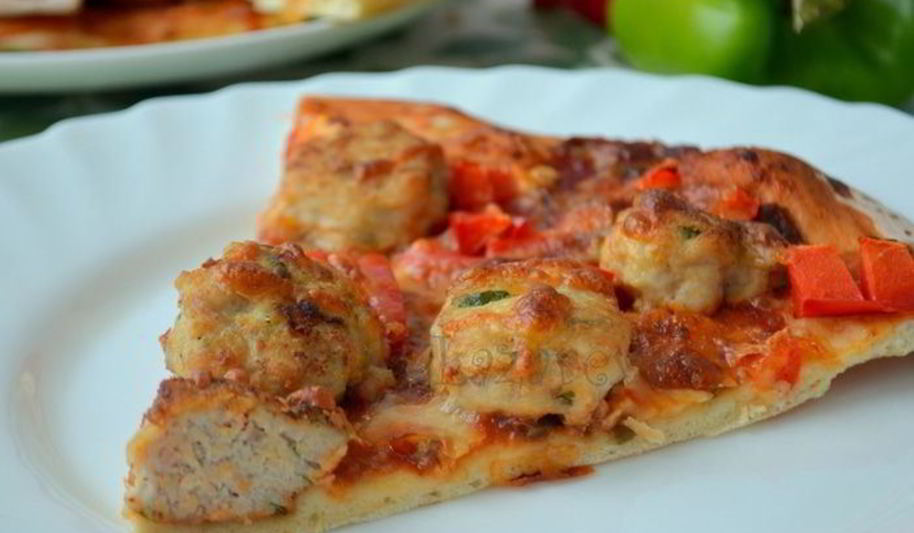 Рецепт итальянская пицца с острыми куриными фрикадельками