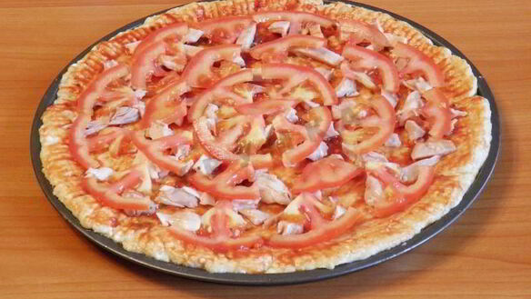 ШАГ 8. пицца на творожном тесте с курицей