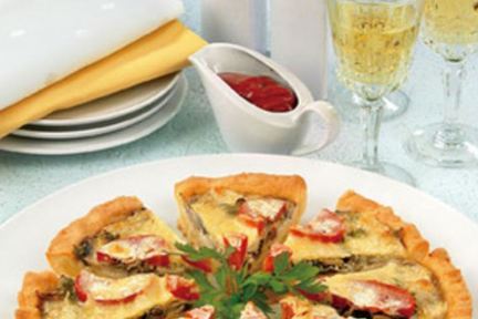 Пицца с грибами и помидорами