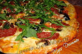 Пицца с грибами на кефире