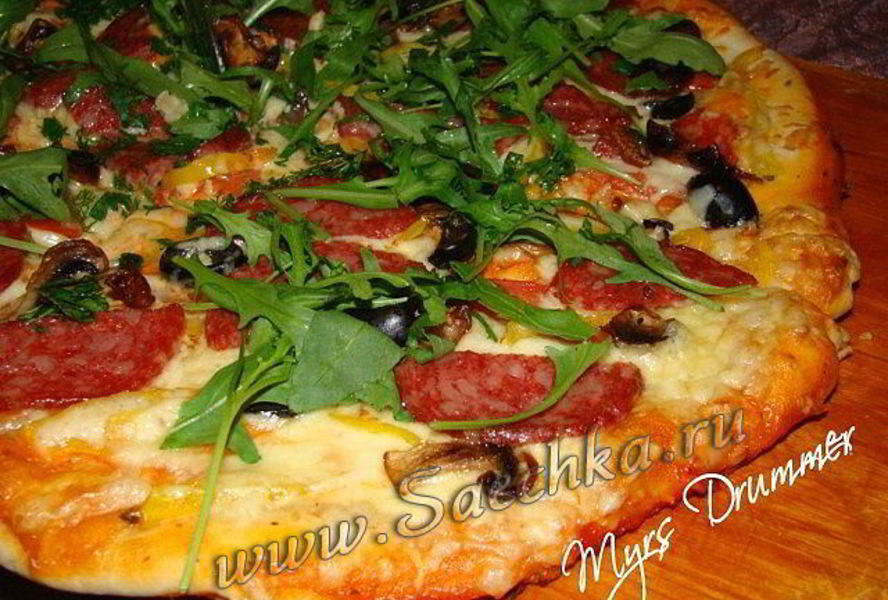 Пицца с грибами на кефире