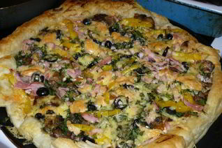 Пицца с сыром и грибами