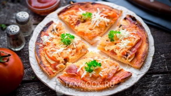 ШАГ 14. пицца с ветчиной, сыром и помидорами