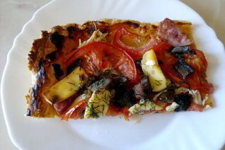 Слоеная пицца с копченой грудкой