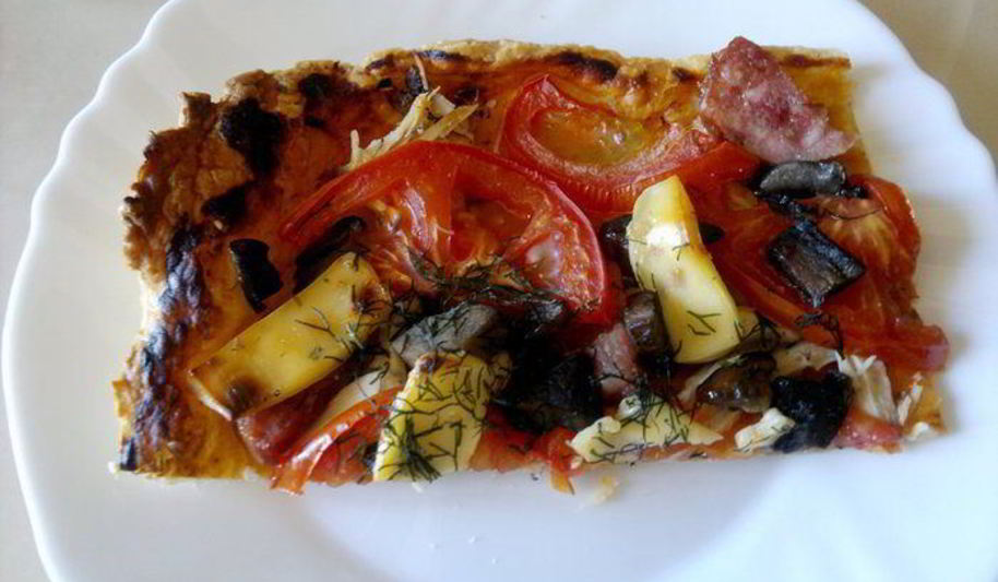 Рецепт слоеная пицца с копченой грудкой