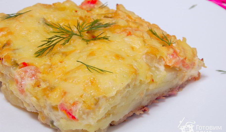 Рецепт свинина с картофелем под сырной шубой