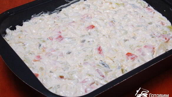 ШАГ 5. свинина с картофелем под сырной шубой