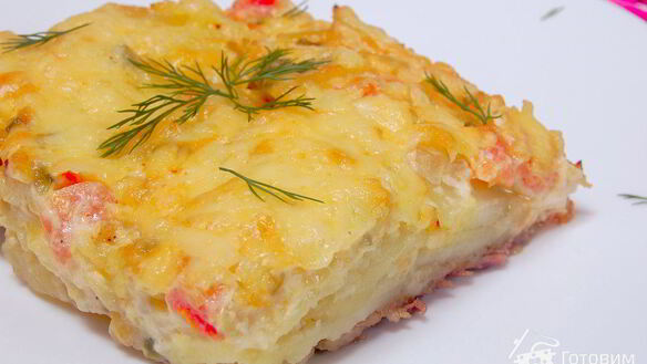 ШАГ 6. свинина с картофелем под сырной шубой