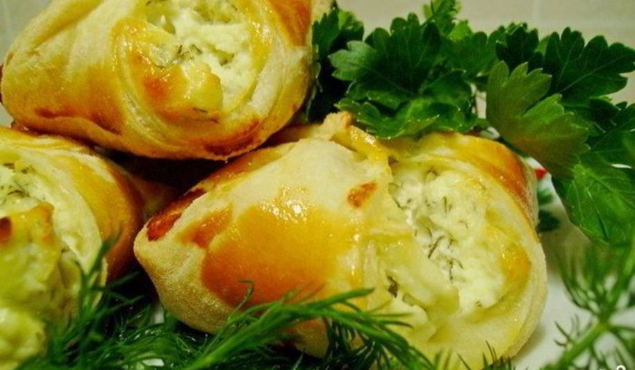 Рецепт слоеные конвертики с творогом