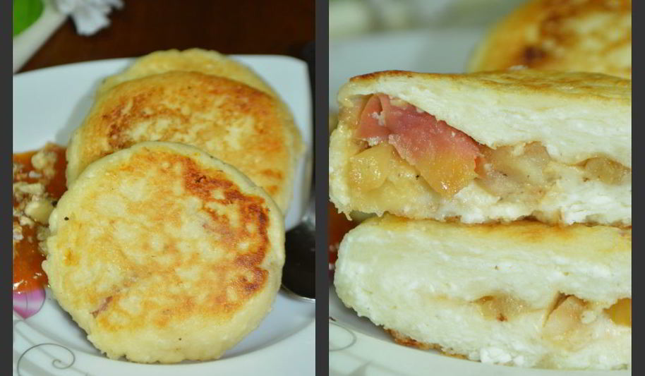 Рецепт сырники с начинкой из яблок и изюма